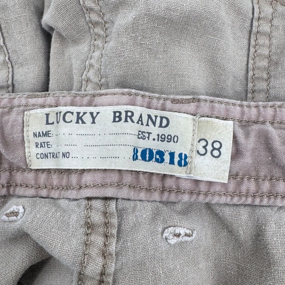 Lucky Brand Shorts Men 38 Beige Cargo Pockets Drawstring Outdoor Beach Khaki Y2K - Picture 8 of 12